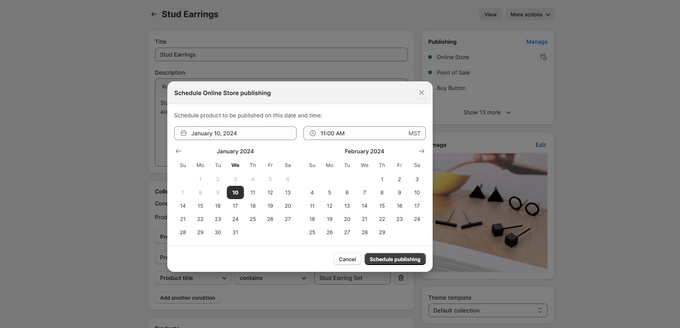 Screenshot of Shopify collections page