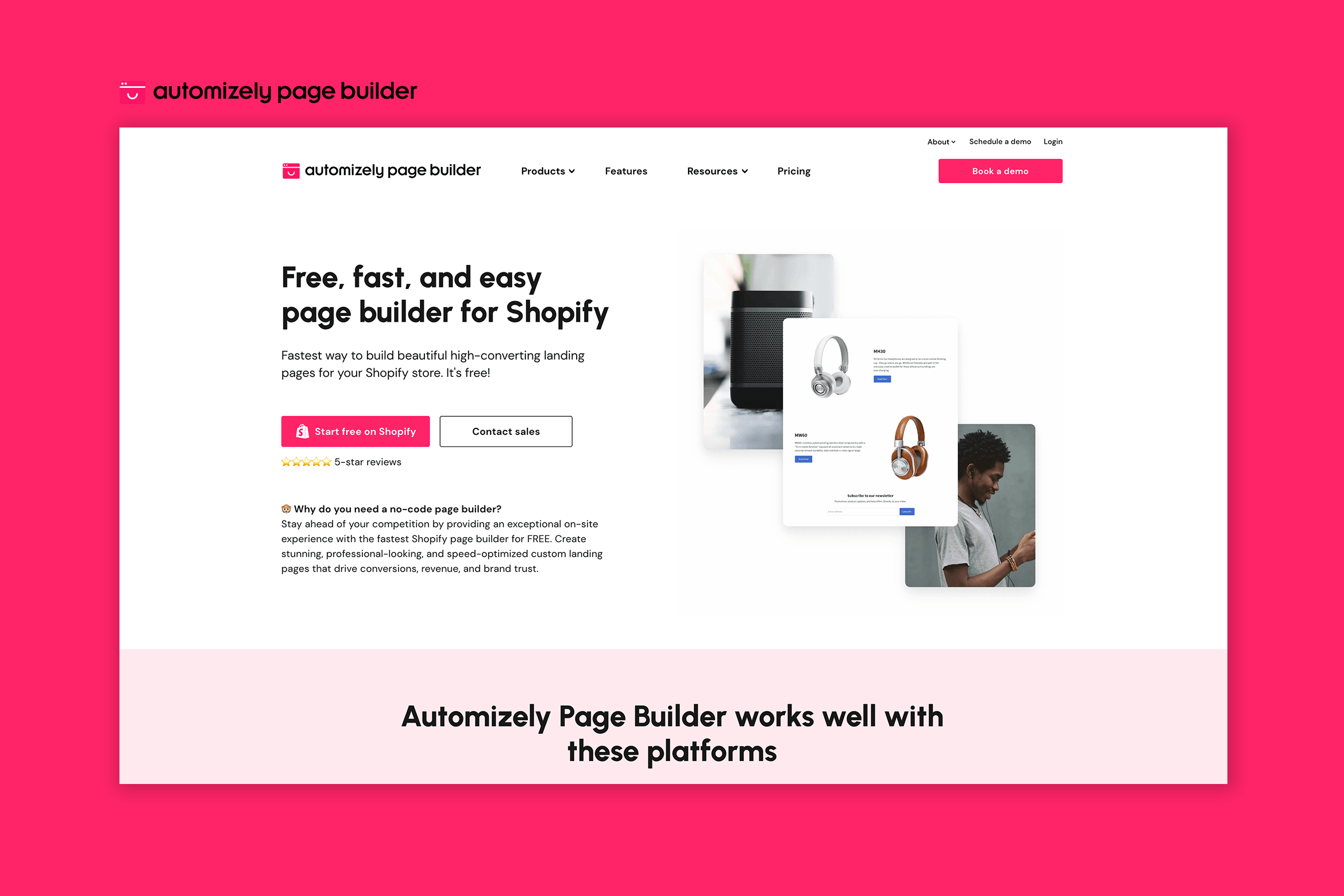 Screenshot of Automizely Page Builder's website