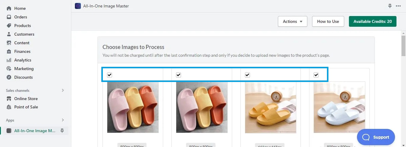 Screenshot of selecting all the images you want to bulk edit with the All-in-One Image Master app