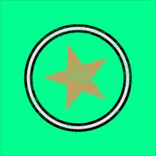 a star in a circle on a green background