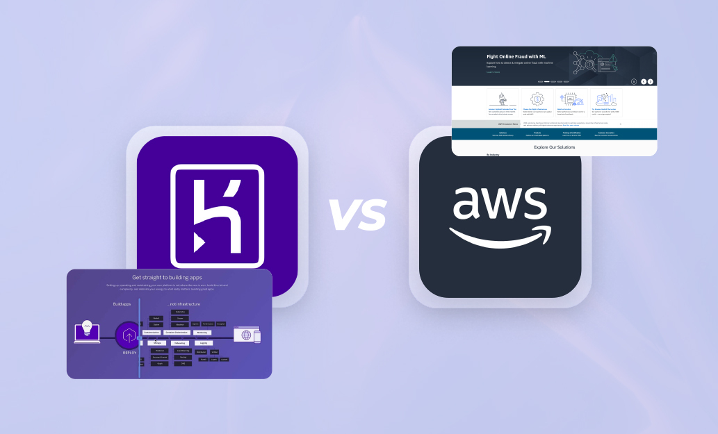 Side-by-side logos of Heroku and AWS with 'VS' in between