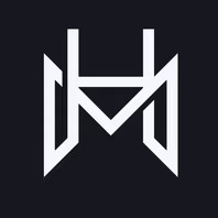 a black and white logo with the letter h