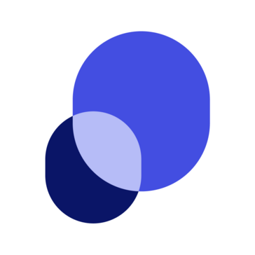 a blue circle with a white background