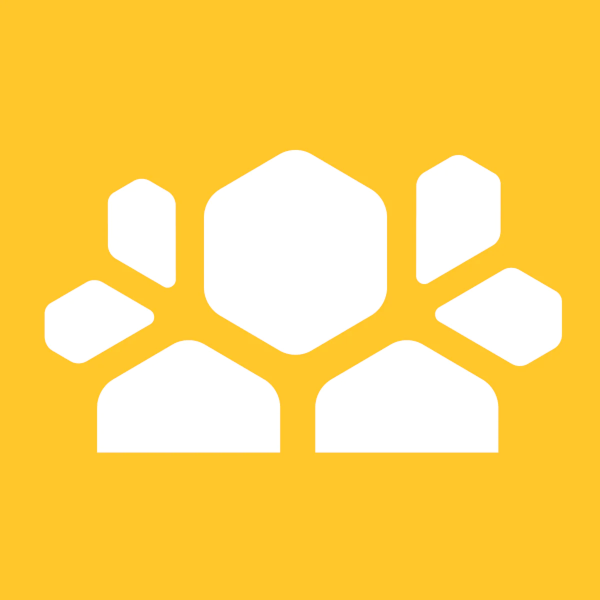 a yellow background with white hexagonal shapes