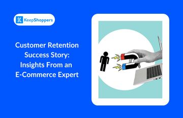 Blog cover image with the blog title, KeepShoppers logo, and an image of a hand coming out of a laptop holding a magnet to attract customersm an e