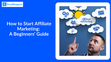 a man pointing to the sky with the words how to start affiliate marketing a begin