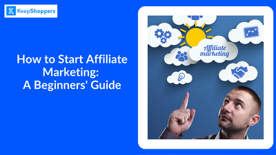 a man pointing to the sky with the words how to start affiliate marketing a begin