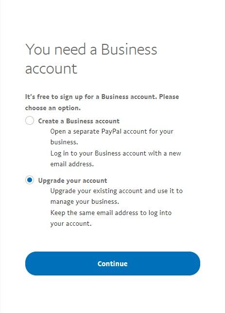 PayPal Business Account Upgrade