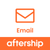 an orange and white email logo with the words email aftershop