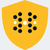 a yellow shield with black dots on it
