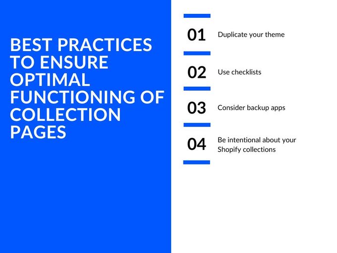 Keepshoppers infographic showing the best practices for Shopify collections