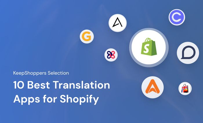 Various Shopify translation app logos with the title "10 Best Translation Apps for Shopify"
