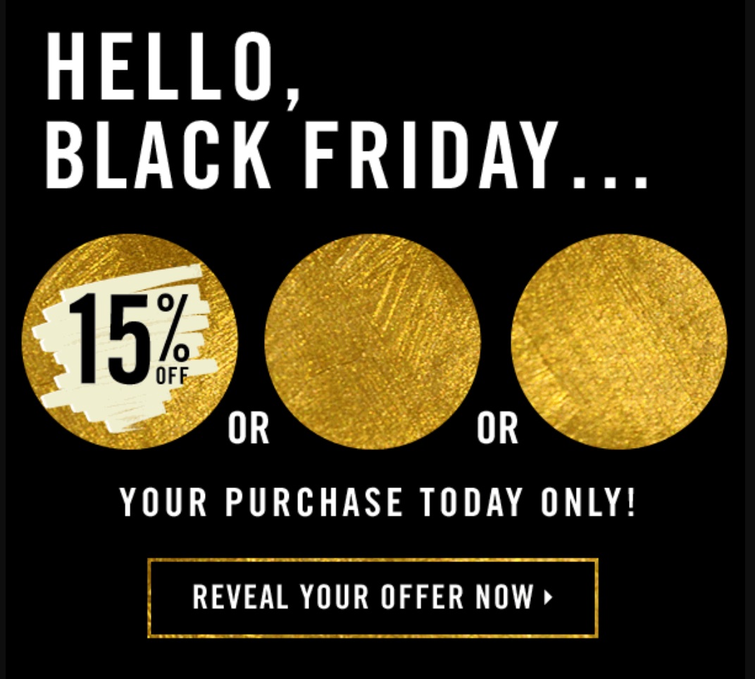 a black friday sale banner with three gold circles